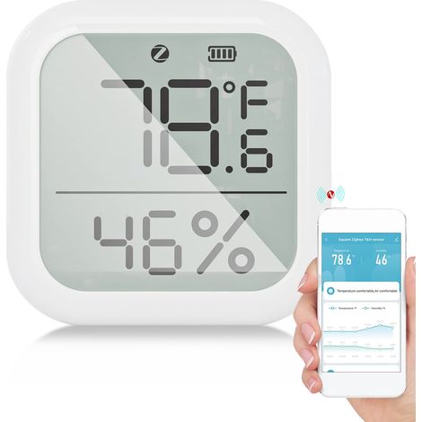 Zigbee-Thermometer-Hygrometer, intelligentes digitales Innenthermometer und Feuchtigkeitssensor mit App-Steuerung, LCD, Fernüberwachungsdaten