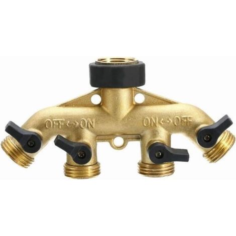 Garden Hose Splitter 4 Way Faucet Hose Connectors Water Dispenser Switch Valve - Return 1112 (1/3)