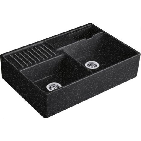 Villeroy & Boch – Évier 2 bacs 895x630mm en céramique – Avec égouttoir et garniture de vidage manuelle – Pour meuble bas 90 cm (1/5)