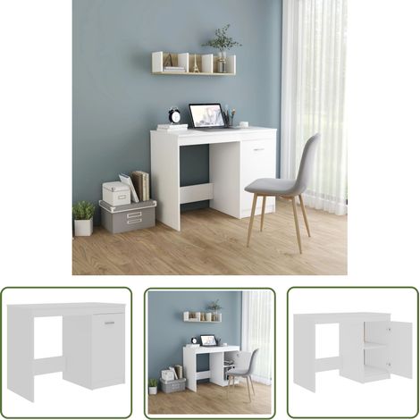INLIFE Bureau Blanc 100x50x76 cm Aggloméré (1/5)