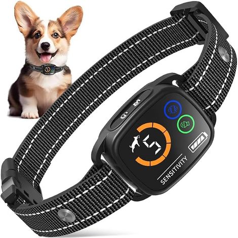 Collier pour chien anti - aboiement (sans choc électrique), collier pour chien électrique 6 niveaux de sensibilité, mode vibration / vibration, puissant et rechargeable, IP67 imperméable à l'eau, conv (1/5)