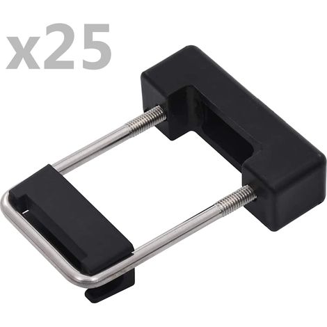 Conector en U con plástico para postes de valla 25 sets 60x40mm vidaXL