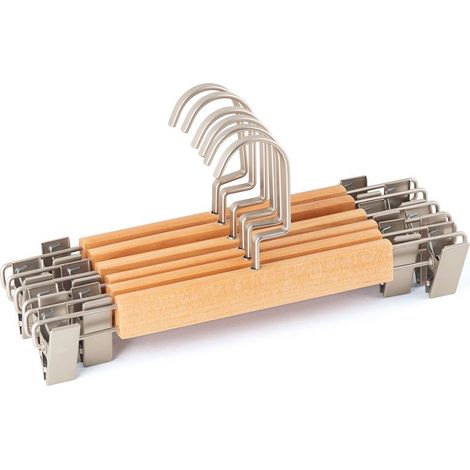 Pack de 6 cintres à pinces Rita SKLUM en bois et acier marron pour pantalon et jupe (1/5)