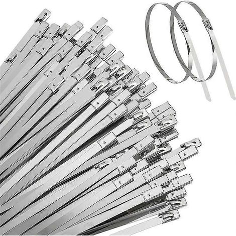 Selbstsichernde Kabelbinder aus Edelstahl, robuste Metallkabelbinder mit Schnellverschlüssen, hochfeste Kabelbinderpackung für dauerhafte Befestigung. (1/5)