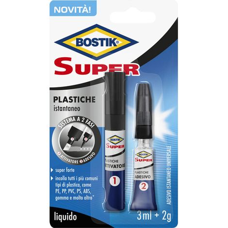 BOSTIK SUPER PLASTICHE ATTIVATORE+ADESIVO BLISTER Q.TA 6
