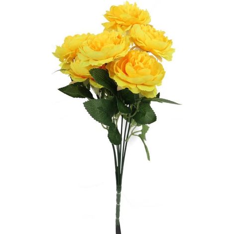 Bouquet de pivoines artificielles jaunes, 7 pièces, 36 cm (1/3)