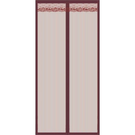 Moustiquaire de Porte Magnétique Rideau de Porte Antimoustique avec Fermeture Aimantée Sans Perçage pour Porte de Balcon, porte Cave, Porte de Terrasse (120 220cm) café rayé