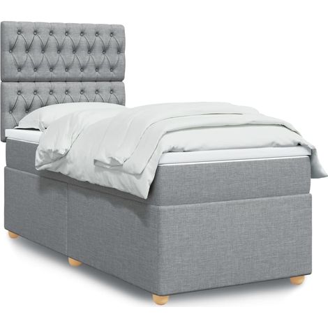 Sommier à lattes de lit et matelas Gris clair 90x190 cm Tissu (1/5)