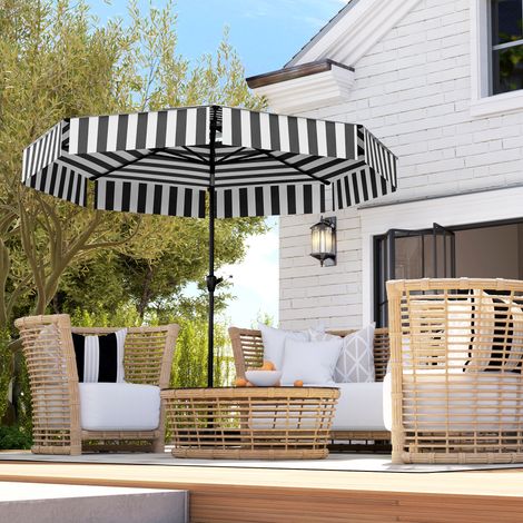 Neigbarer Sonnenschirm Ø 263 cm mit UV30+ Schutz, doppelt belüftetem Dach und Kurbel für Terrasse, Garten und Pool