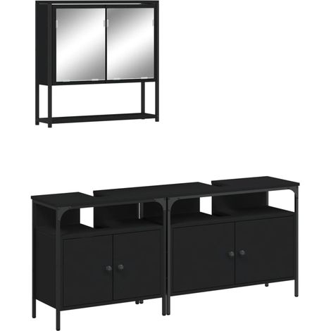 Maison Exclusive - 3-tlg. Badmöbel-Set Schwarz Holzwerkstoff