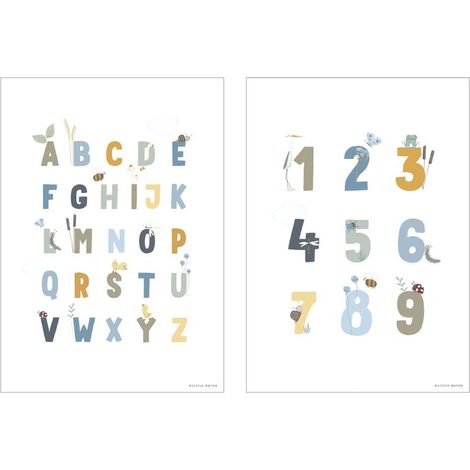 Little Dutch Poster ABC & Zahlen blau "Little Goose"  zweiseitig (1/4)