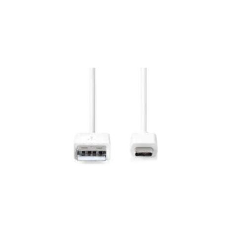 Cable usb usb 20 usb a macho usb c macho 60w 480mbps niquelado 100m redondo pvc blanco caja