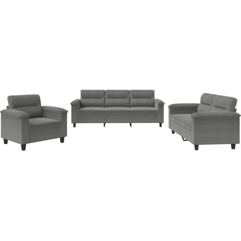 Maison Exclusive - Set Divani 3 pz con Cuscini Grigio Scuro in Tessuto Microfibra