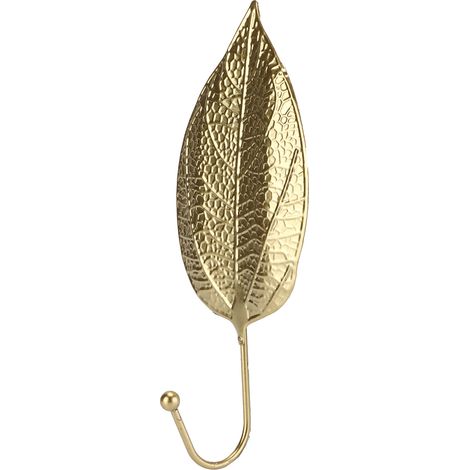 Crochet Métal Créatif Mini Porte-manteau Feuille Dorée Fonctionnel Élégant pour Porte Placard (7.8x18.9x4.5cm) (1/5)