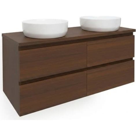 Meuble de salle de bains suspendu SAT B-Way 119x50x45 avec plan de toilette - noyer