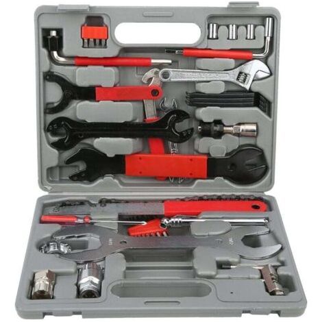 Kit d'outils de réparation de vélo multifonction, 44 pièces avec boîte pour tous les types de vélo (1/4)