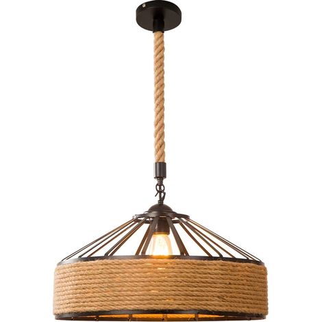 Lustre Plafonnier Suspension corde chanvre,240V E27 Rétro Lampe Suspension Corde pour Restaurant Bar Cafe 30cm (1/5)