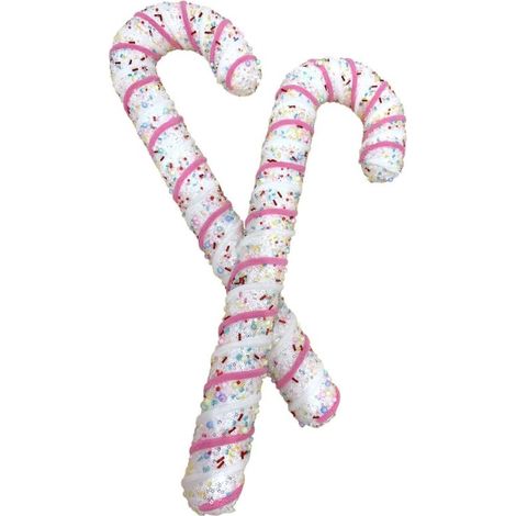 Set Of 2 Pink Hanging Candy Cane Decor