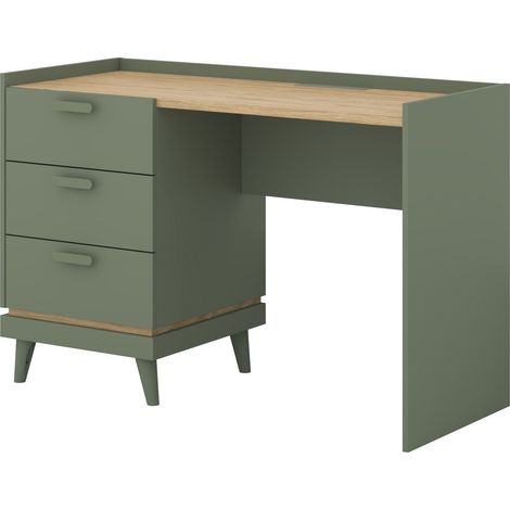 Mesa de oficina Fertalu 103, Verde + Roble, Con cajones, Número de puertas: 0, Número de cajones: 0, 80x120x50cm