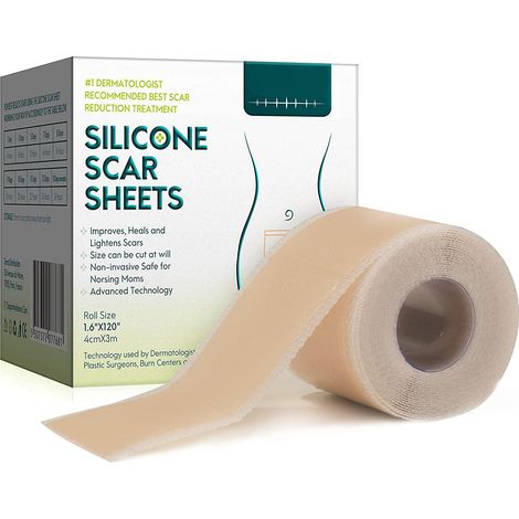 Patchs en silicone pour cicatrices, patchs pour cicatrices, patchs en silicone réutilisables et efficaces pour l'élimination des cicatrices, rouleau de massage pour adoucir et aplanir les cicatrices (1/4)