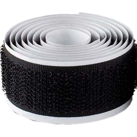 2 rouleaux bande adhésive auto-agrippante, 8 m x 20 mm, noir, système crochets/boucles, réutilisable, sans résidu (1/5)