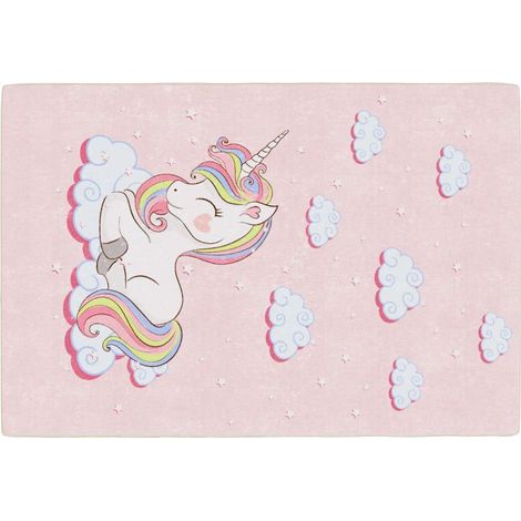 Maison Exclusive - Tappeto Bambini Rosa 160x230 cm Unicorno Lavabile