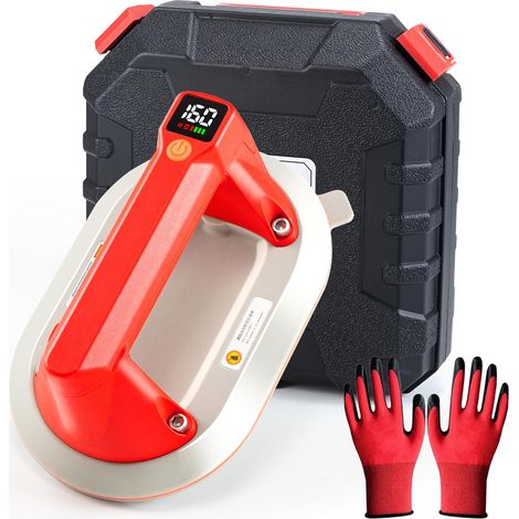 Ventouse électrique 160kg de Puissance d'aspiration,écran LCD,Batterie Interne 1300mAh Compacte et portable,Ventouses pour Carrelage, Verre et Marbre, en Silicone de Haute Qualité