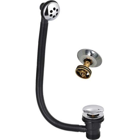 Orbit Round Easy-Clean Bath Sprung Waste with Overflow - Chrome (1/2)