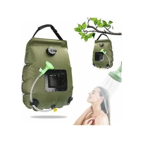 SABIR-Sac de douche solaire de camping 20 L, douche portable et pliable avec pommeau amovible pour la randonnée, plusieurs couleurs, grande taille (1/4)