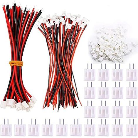 50 Pairs Mini Micro Jst 2.0 Ph 2 Pin Connecteur Prise 2 Broches avec Fils Câbles 100mm (1/5)