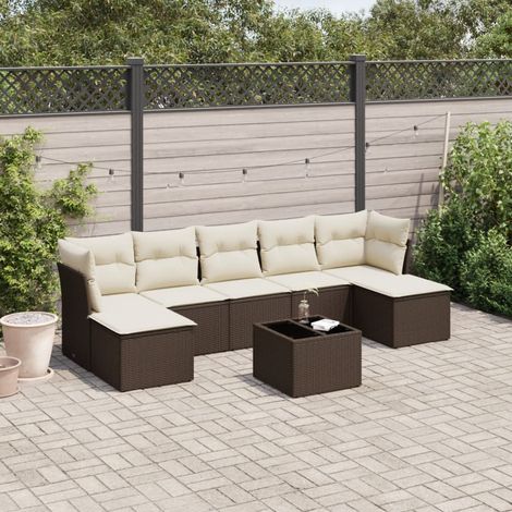 vidaXL Set Divani da Giardino 8 pz con Cuscini Marrone in Polyrattan (1/3)