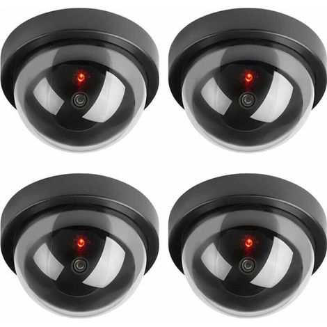 Caméras factices, Fausse de Sécurité Caméra Dôme CCTV avec LED Clignotant Lumière pour Les Entreprises Magasins Accueil, Usage Intérieur Extérieur (4 Pack) (1/5)