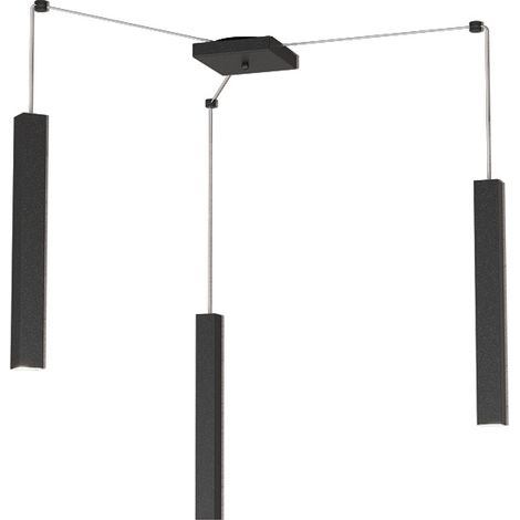 Sospensione Moderna Square Tube Metallo Nero 3 Luci Gu10 (1/4)