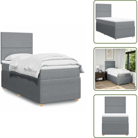 Sommier à lattes de lit avec matelas Gris clair 100x200cm Tissu - Sommier À Lattes De Lit - Sommiers À Lattes De Lit - Lit - Meuble De Chambre À Coucher (1/5)