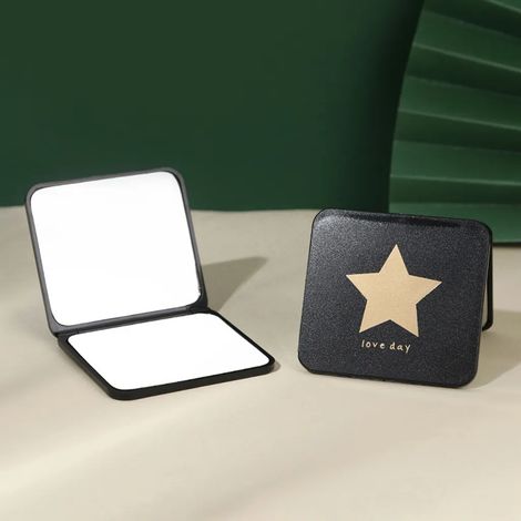 Espejo de Maquillaje Compacto - Espejo de Aumento 10x, Ideal para Llevar en el Bolso y Viajar - Diseño de Doble Cara: un lado con aumento 10x y un lado con vista normal - Diámetro 7,1 cm, Forma de Est (1/5)