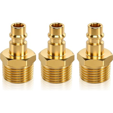 Satz mit 3 1/2"-Druckluftanschlüssen aus Messing – Druckluftanschluss – 1/2" – mit Außengewinde – für Schlauchanschluss – Gewindemuffe
