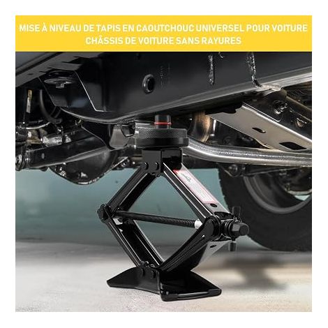 Cric Voiture Universel Crique Voiture avec Tampon Caoutchouc, Portable Cric de Levage avec Clé pour Écrous de Roue, Kit Automobile (1/3)