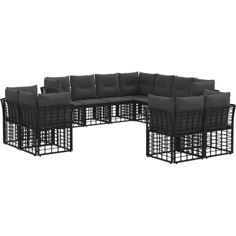 Maison Exclusive - Set di divani da esterno Nero e Grigio scuro Poliestere