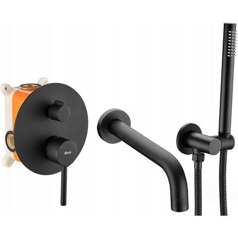GRIFO de BAÑERA EMPORTADO OCULTO REA LUNGO NEGRO + BOX (1/5)
