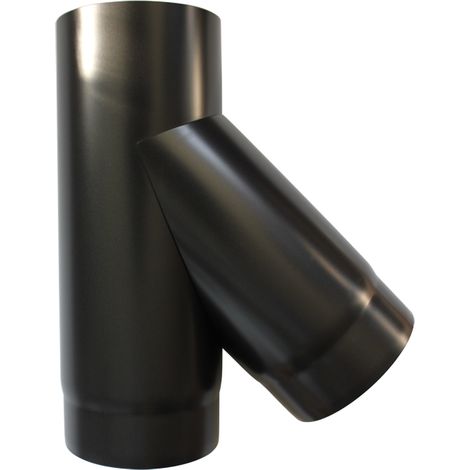Sivac – Té à 135° mâle en acier noir – Raccord fumisterie Ø 150mm – Fixation sur bouchon anti-condensation – Pour conduit de fumée
