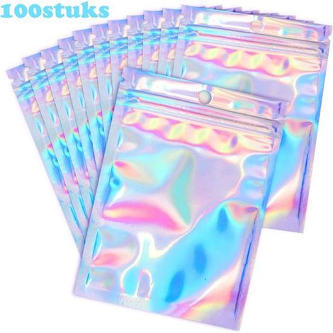 Sacchetti per imballaggio, 100 pezzi, 10,5 x 15 cm, chiusura a pressione, richiudibili, resistenti agli odori, sacchetti per caramelle, sacchetti regalo, richiudibili (1/5)