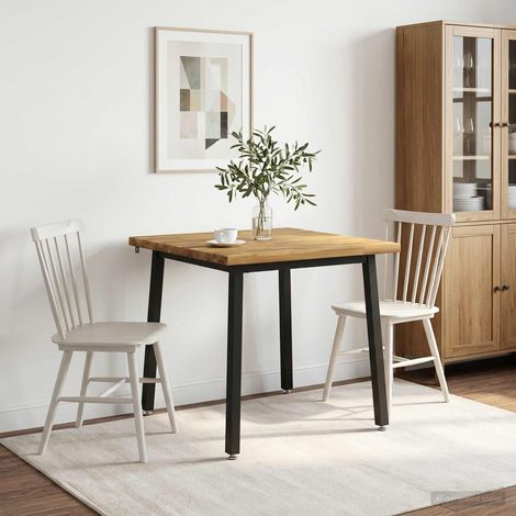 vidaXL 70 x 70 x 75 cm Madera de Acacia Sólida Blanco y Negro Cuadrado (1/5)