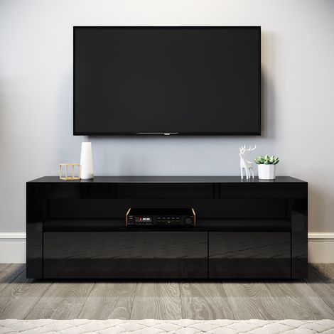 ELEGANT TV Cabinet 1200mm with LED Ambient Light Entertainment Unit for Living Room and Bedroom TV Stand with Storage Furniture for 32 43 47 50 52 inch 4k TV, Black (1/5)