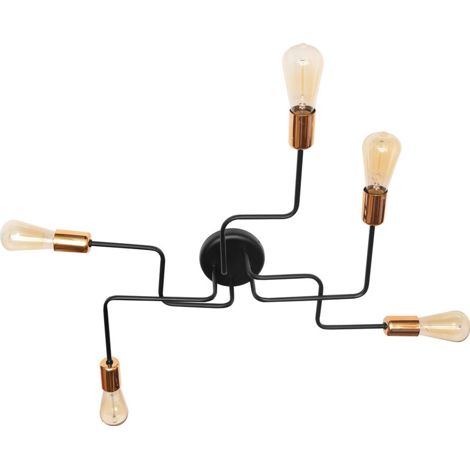 Helam TUBE Plafonnier Semi-Encastré à Bras Multiples Noir, Cuivre 64cm