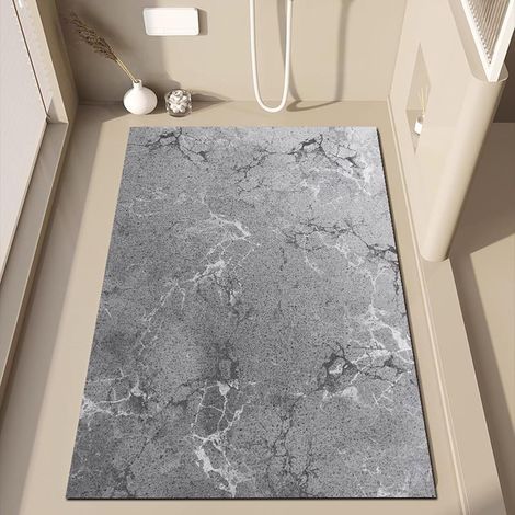 Tapis de Douche Antidérapant 80X120 cm Tapis de Bain avec Trou de Drainage Bath Mat Baignoire en Luffa PVC Motif marbré pour Zones Humides (1/5)