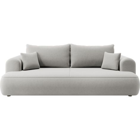 Selsey - Dreisitzer-Schlafsofa Ovo mit Behälter aus grauem Velours und pflegeleichtem Stoff (1/5)