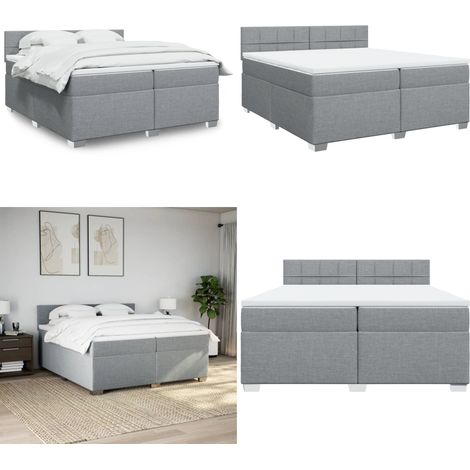 Boxspringbett mit Matratze Hellgrau 200x200 cm Stoff - Boxspringbett - Doppelbett - Bettsofa - Schlafsystem - Polsterbett - Home & Living (1/5)