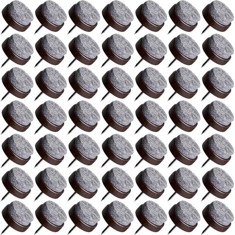 Lot de 100 Patins en Feutre à clouer 22 mm pour Pieds de Meubles, Marron (1/5)