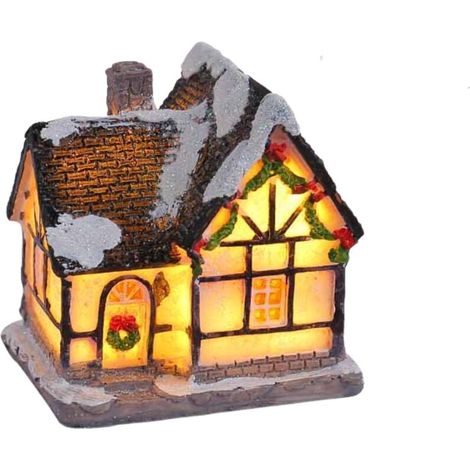 Décoration de bureau élégante Figurine d'art unique pour étagère et table-T2-59 Maisonnette lumineuse à toit noir, Modèle D (1/2)
