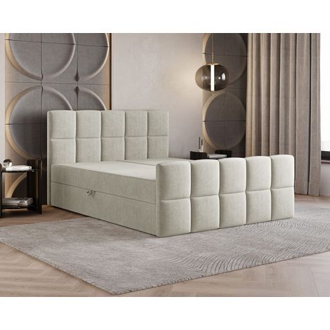 Lit Boxspring - Beige - 140x200 Cm - Matelas À Ressorts Bonnell - Lit Double (1/3)